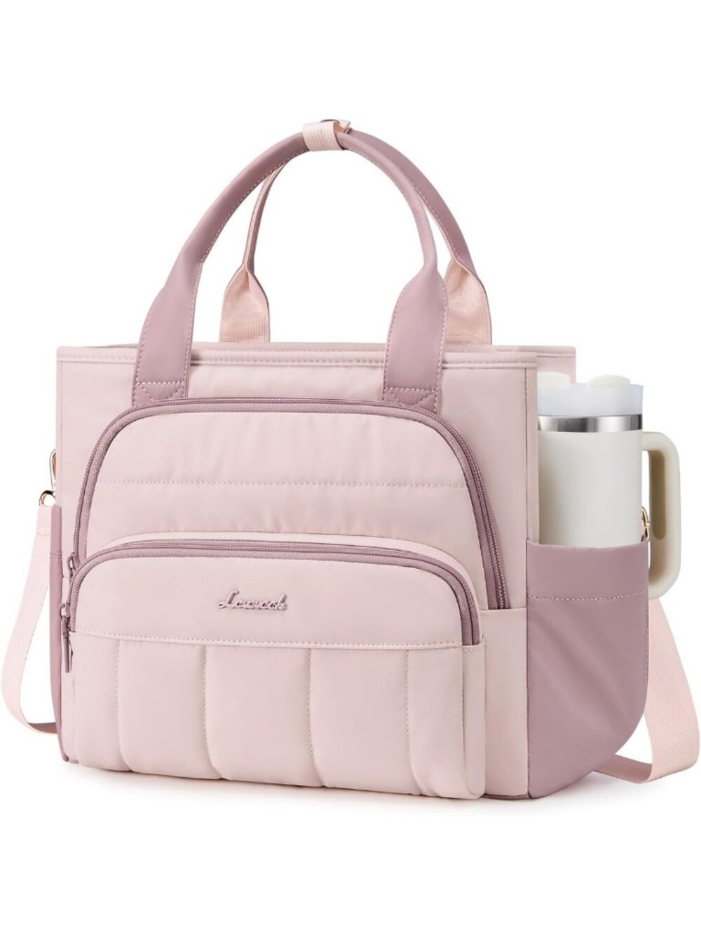 Stylish Pink Puffer Lunch Bag for Women, Wide Opening, 18L Capacity, Insulated